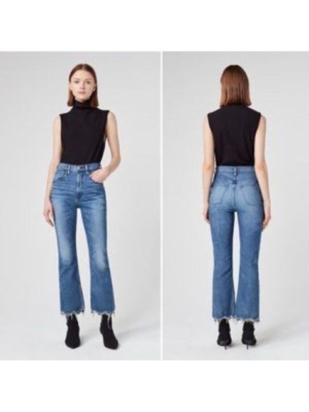 3x1 W5 Empire High Rise Cropped Flare Jeans Ankle Length Denim 27